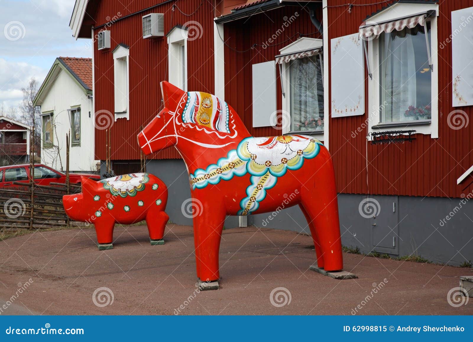 dalecarlian (dala) horse in nusnas. dalarna county. sweden