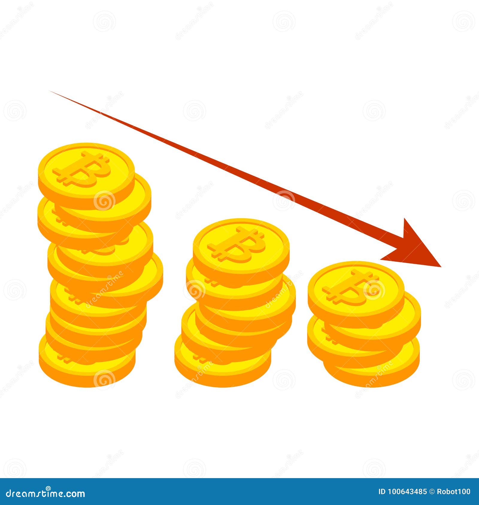 Dalende Bitcoin Grafiek Daling Van Cryptocurrency Virtueel Geld Vector  Illustratie - Illustration of groei, koop: 100643485