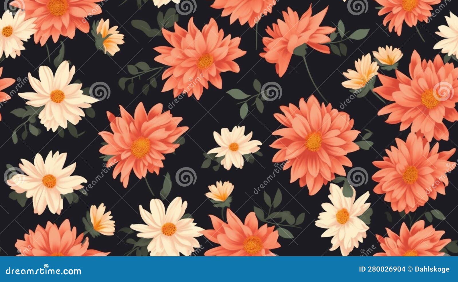 dalia flower pattern in different colors
