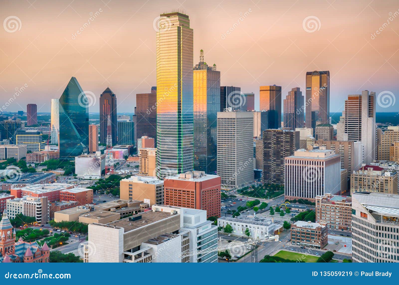 Dallas City Skyline Sunset stock image. Image of travel - 135059219