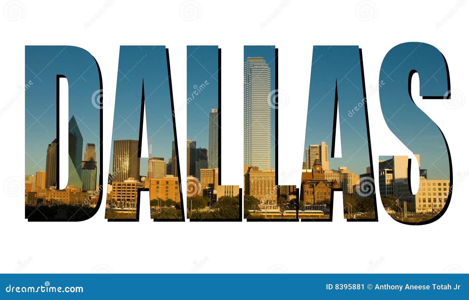 Das Wort Dallas gebildet von einer Tagesfotographie von Dallas Texas.