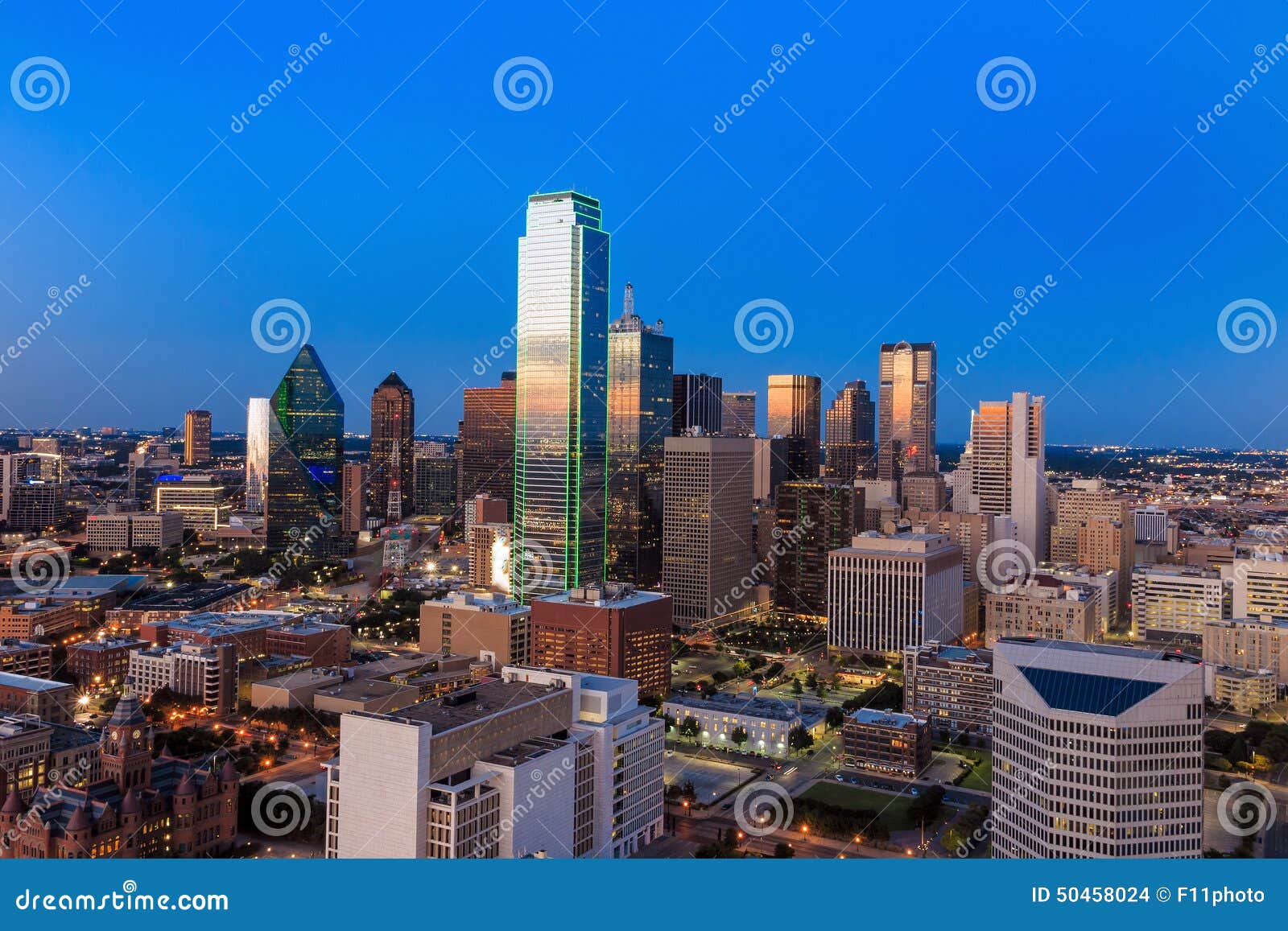 Dallas, Texas Cityscape with Blue Sky at Sunset Stock Photo Image of