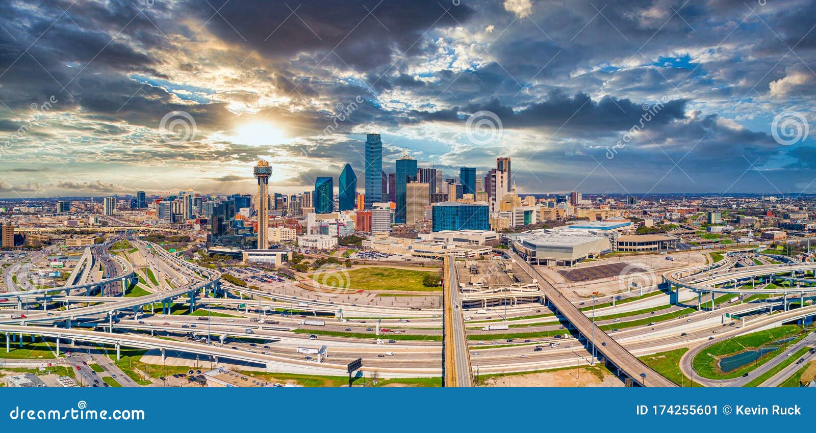 dallas, texas, usa downtown drone skyline aerial