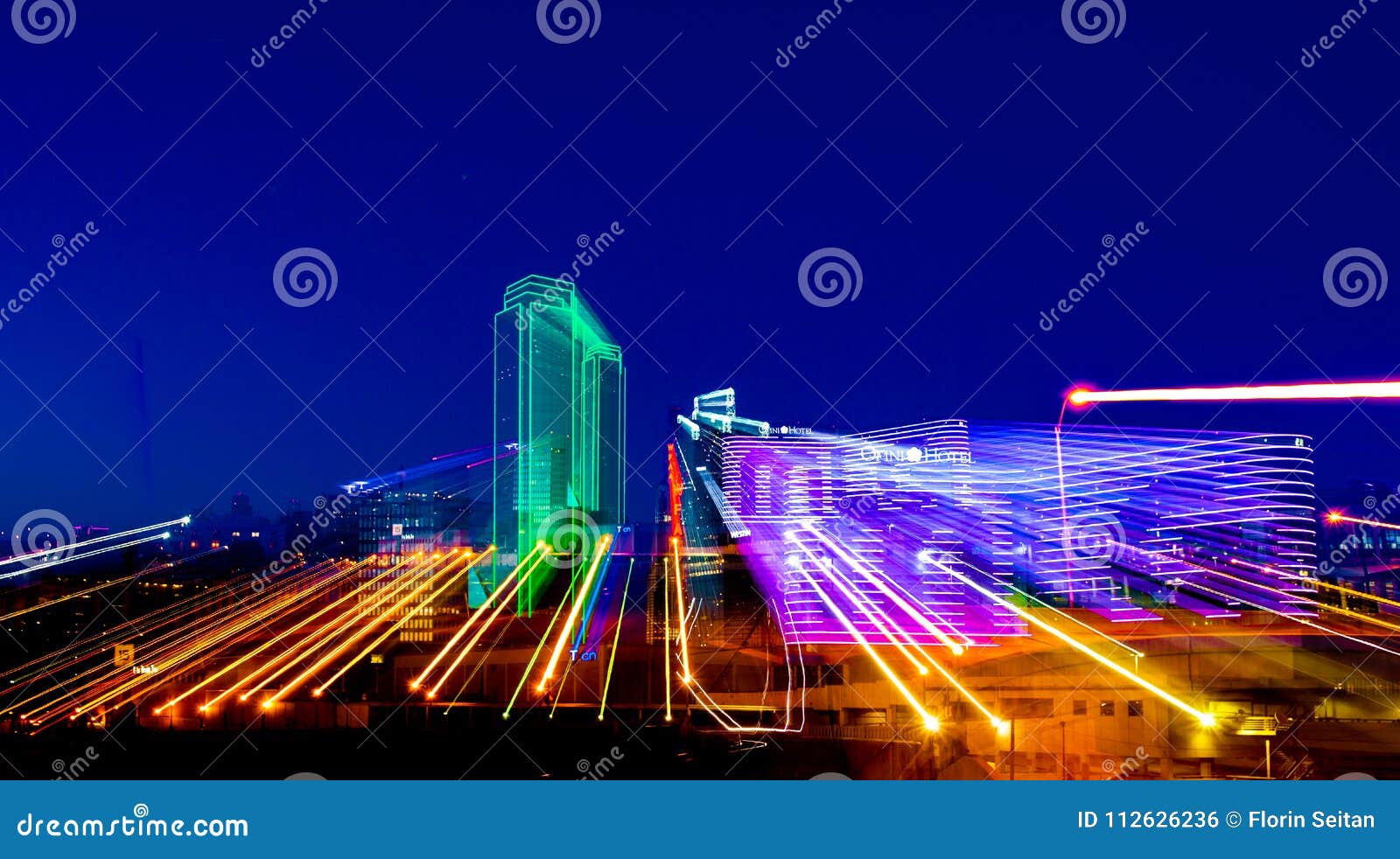 DALLAS, TX - DECEMBER 10, 2017 - Downtown Dallas Skyline with Light