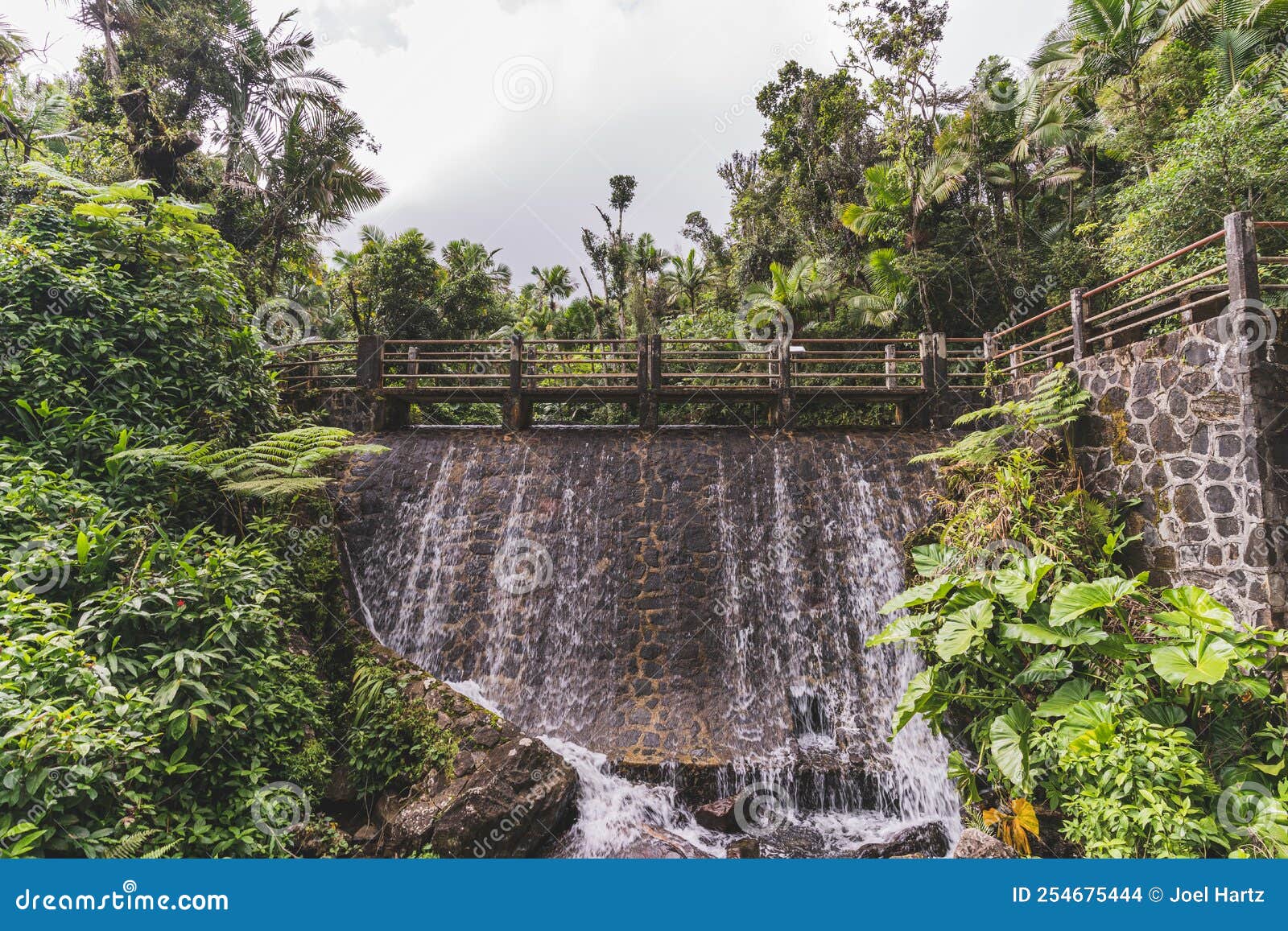 dam at abandon bano grande swim area in el yunque national forest, puerto rico