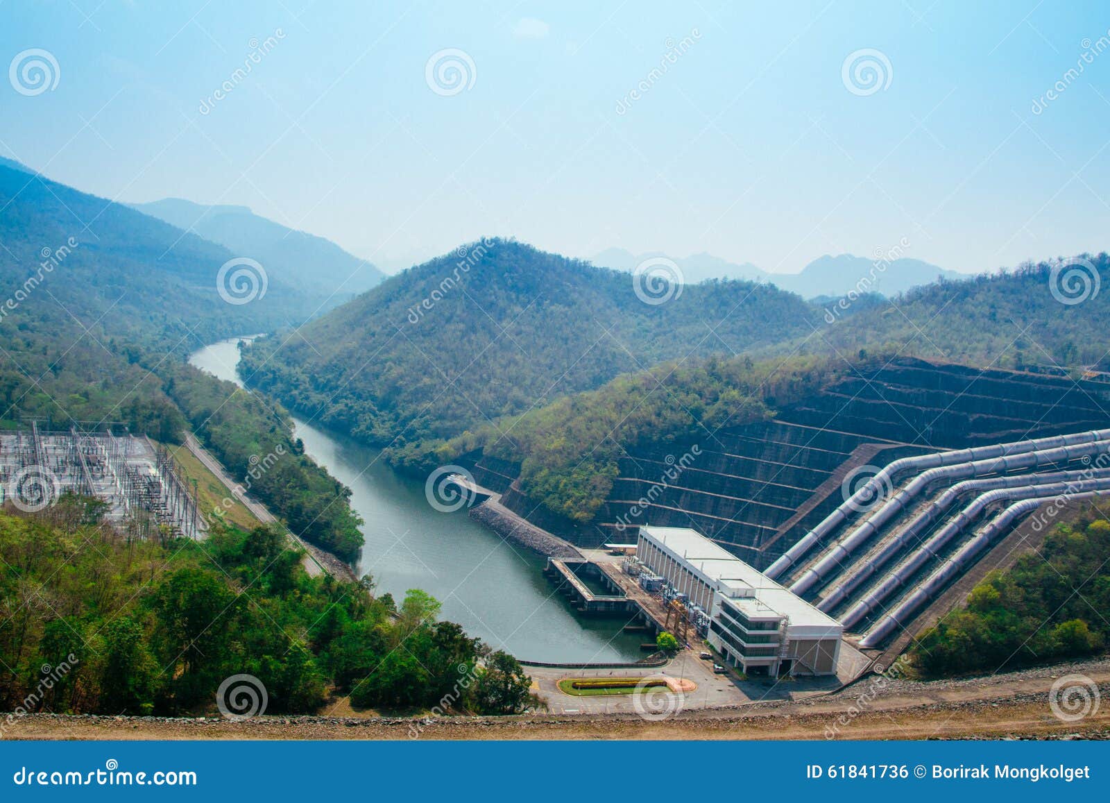Dam Srinakarin Green Mountain Lake Power Plant Stock Photo - Image of