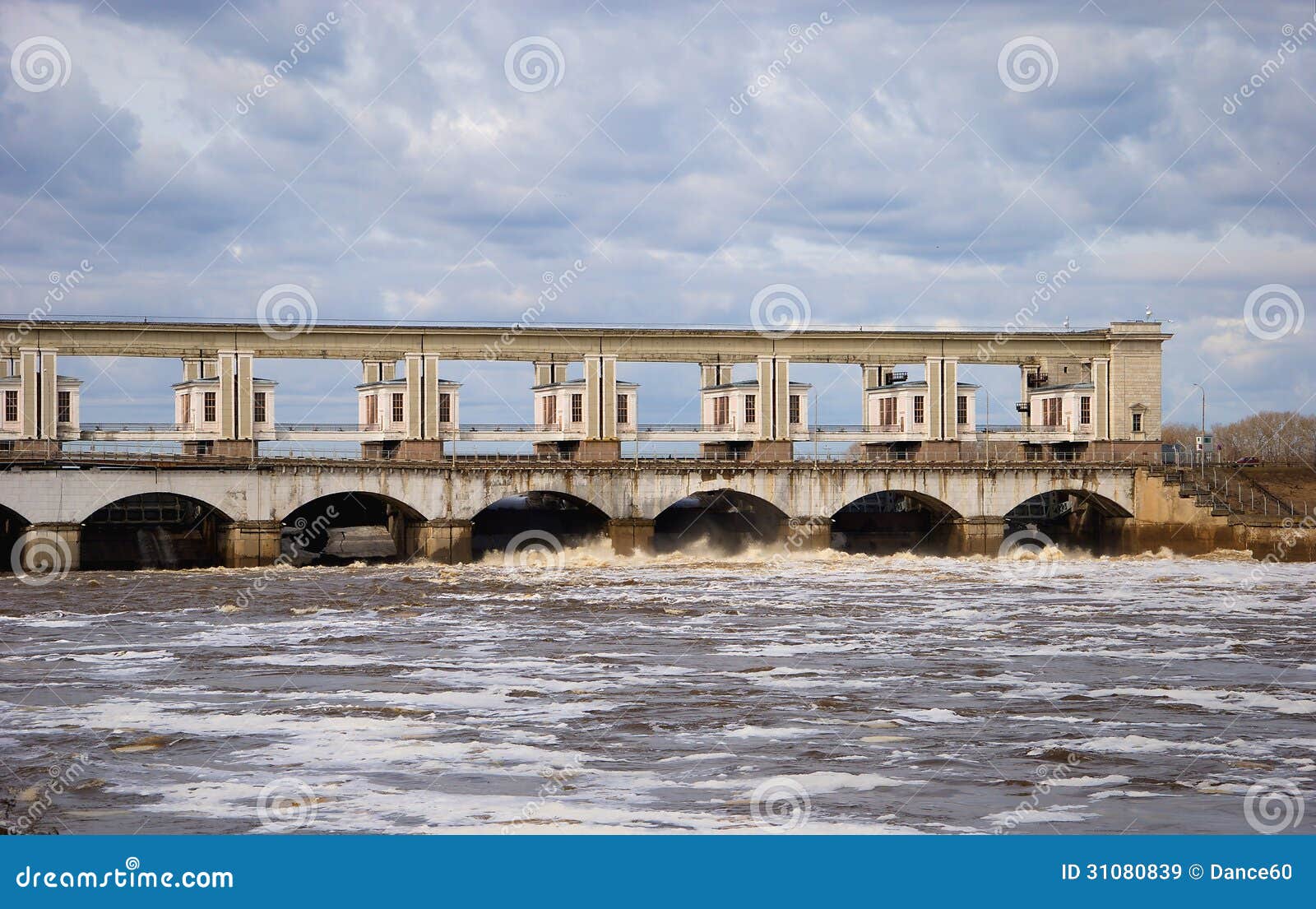 The dam on the Volga stock image. Image of spring, river 31080839