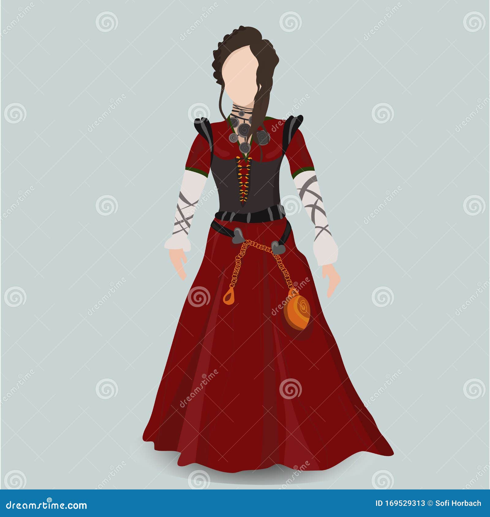 Dama Con Vestido Medieval Ropa De Edad Media Stock de ilustración - de hombre, carnaval: 169529313
