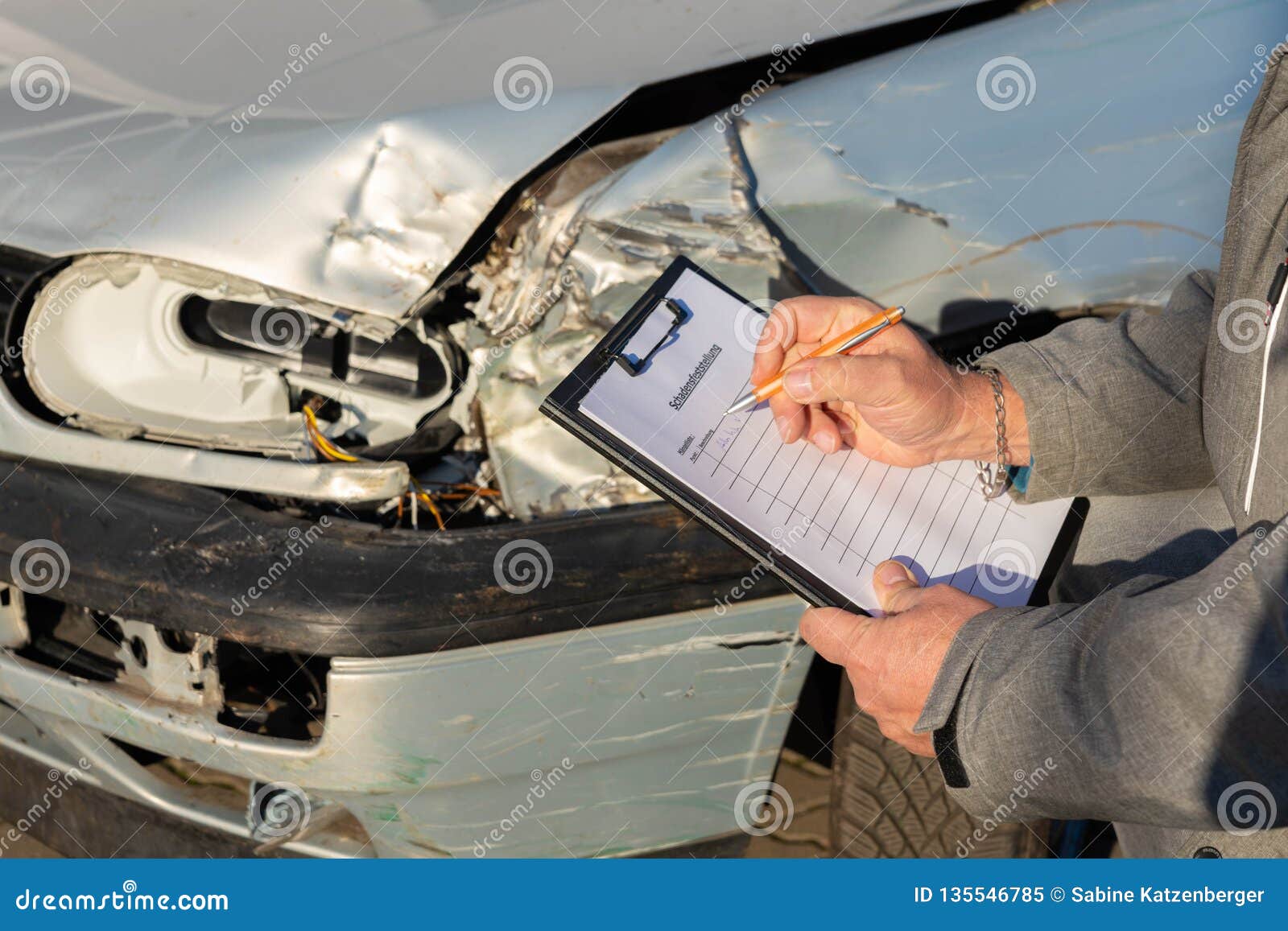 Damaged Car and Damage Assessment Stock Image Image of evaluate
