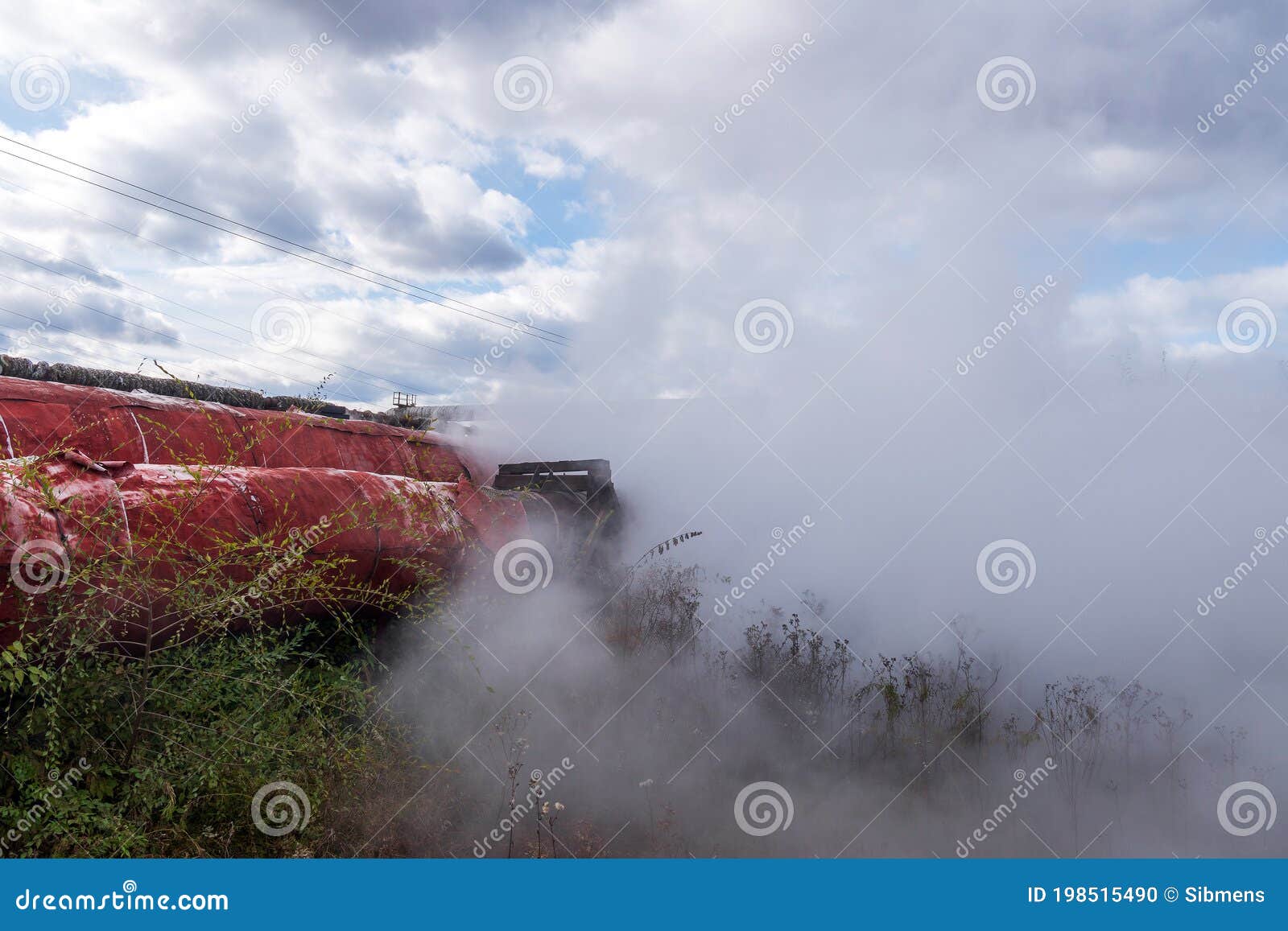 Steam Around The Hole Where The Hot Water Is Bubbling, Geothermal Energy, Husavik, Iceland Stock