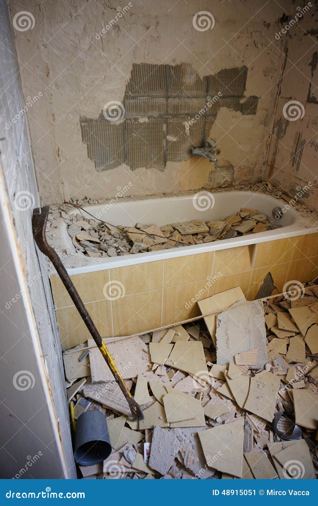 Damaged bathroom stock image. Image of bathroom, renovation 48915051