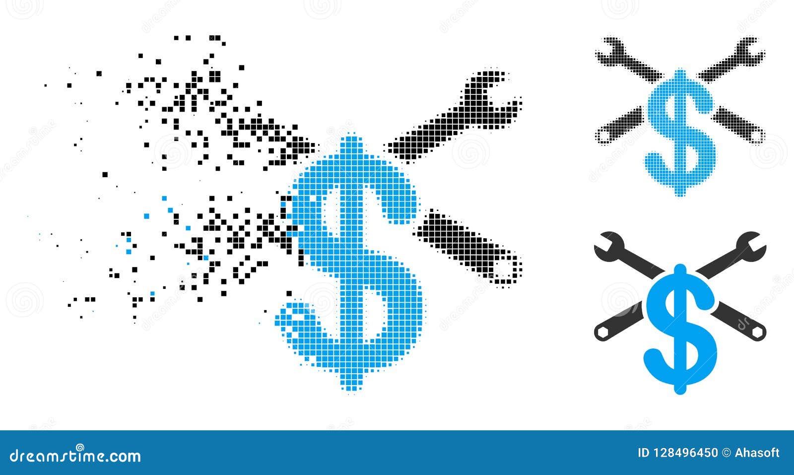 damaged dotted halftone service price icon stock vector
