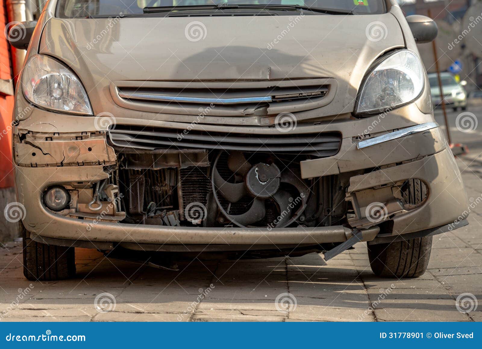 Damaged Front Part of a Car Stock Image Image of traffic, emergency