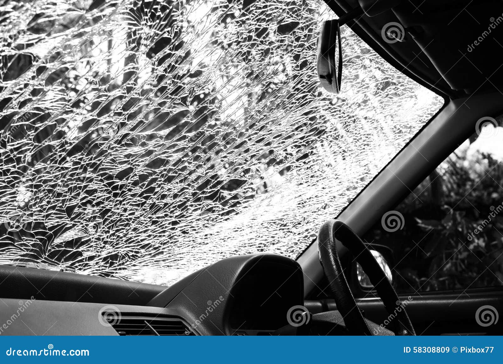 Damaged Glass (car Windshield) Inside Car Stock Image Image of wreck