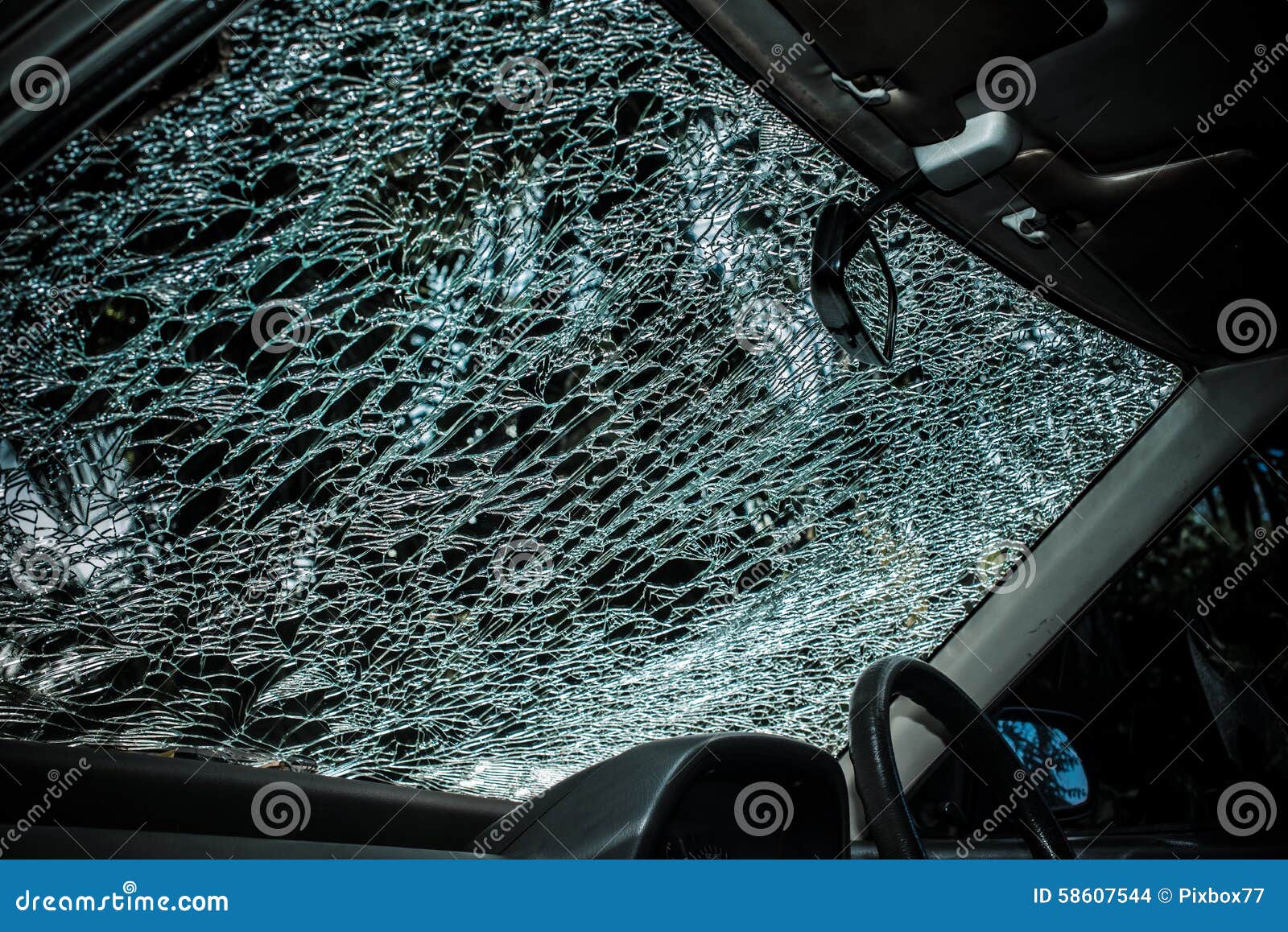 Damaged Glass (car Windshield) Inside Car Stock Photo Image of front