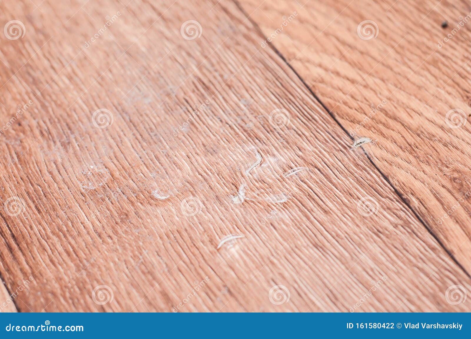 Damaged Linoleum After Repair Dents That Remain Stock Photo