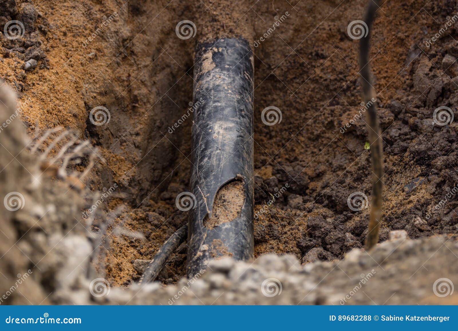 Damaged pipe stock photo. Image of pipeline, drainage 89682288