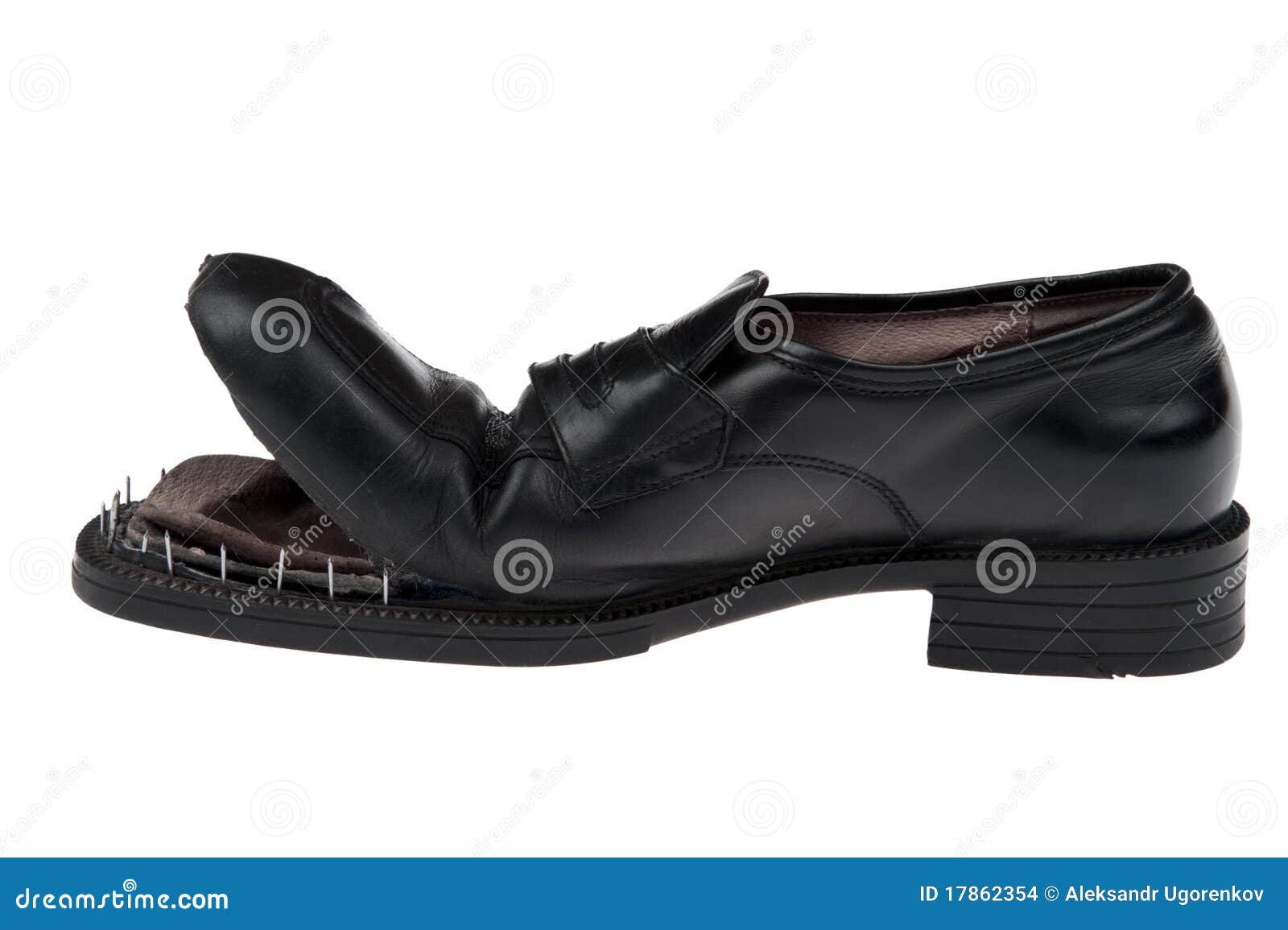 Damaged Shoes on White Close Up Stock Photo Image of leather