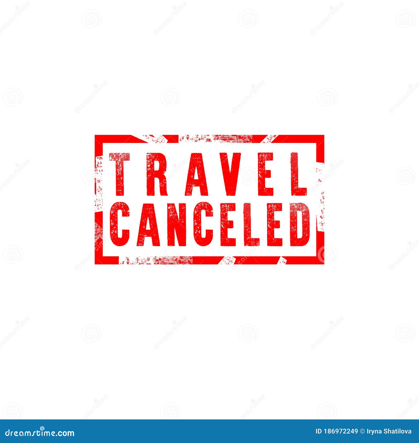 Damaged Stamp With Red Inscription Travel Canceled Isolated On White