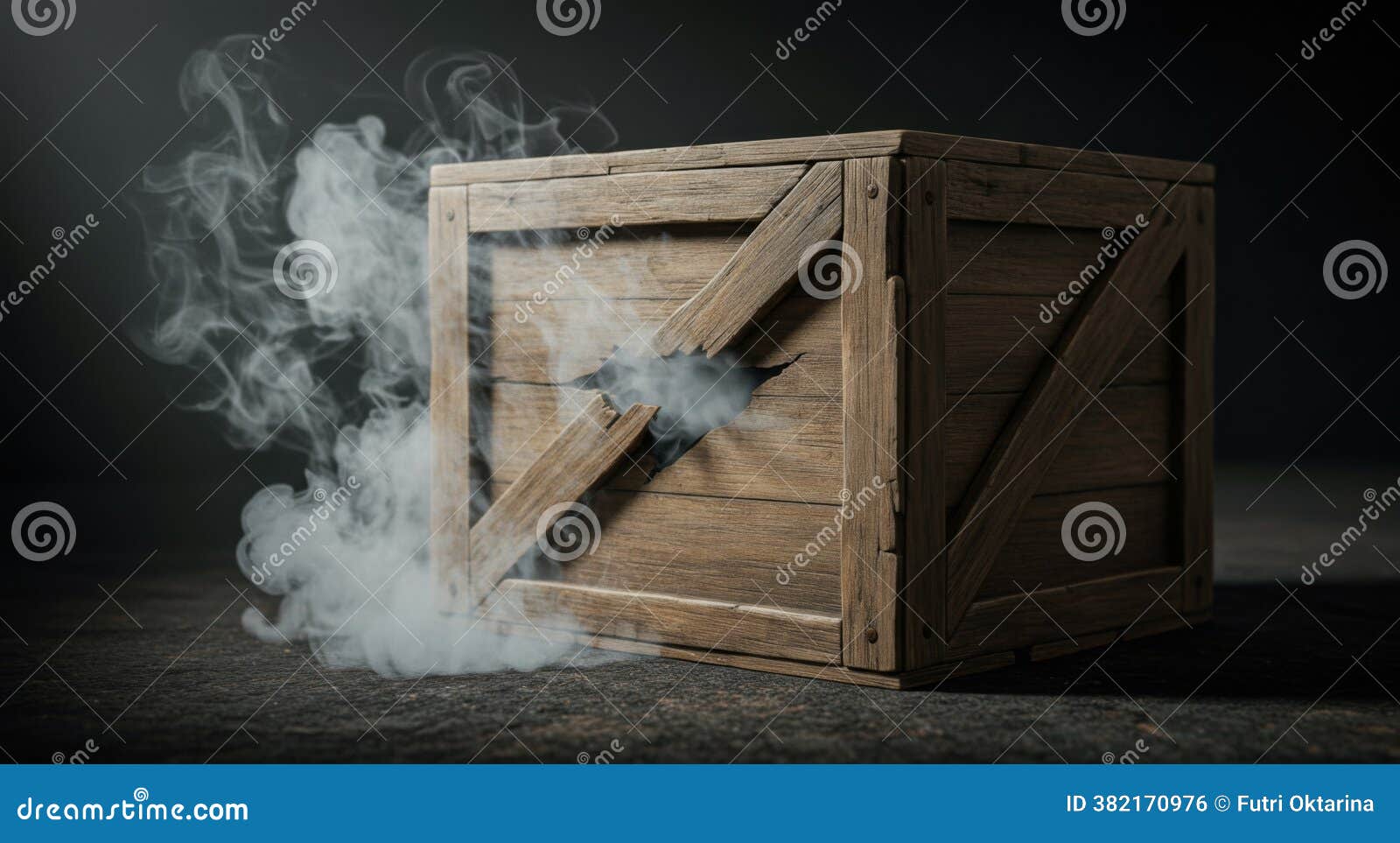 Damaged Wooden Crate with Smoke on Dark Background Stock Illustration -  Illustration of shadow, texture: 382170976, image size:1600x963