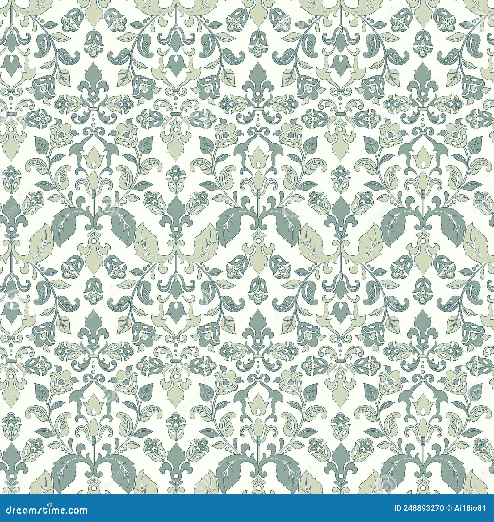 Damask Floral Seamless Wallpaper. Vintage Vector Background. Stock ...