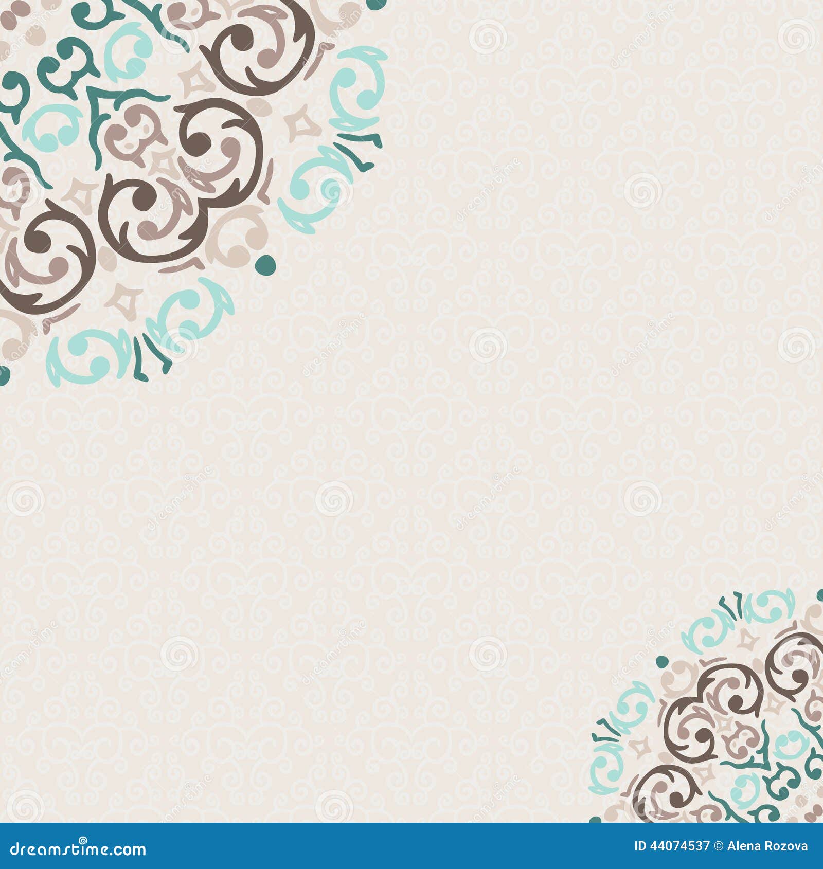 Damask Ornamental Corner Frame Stock Vector Illustration of card