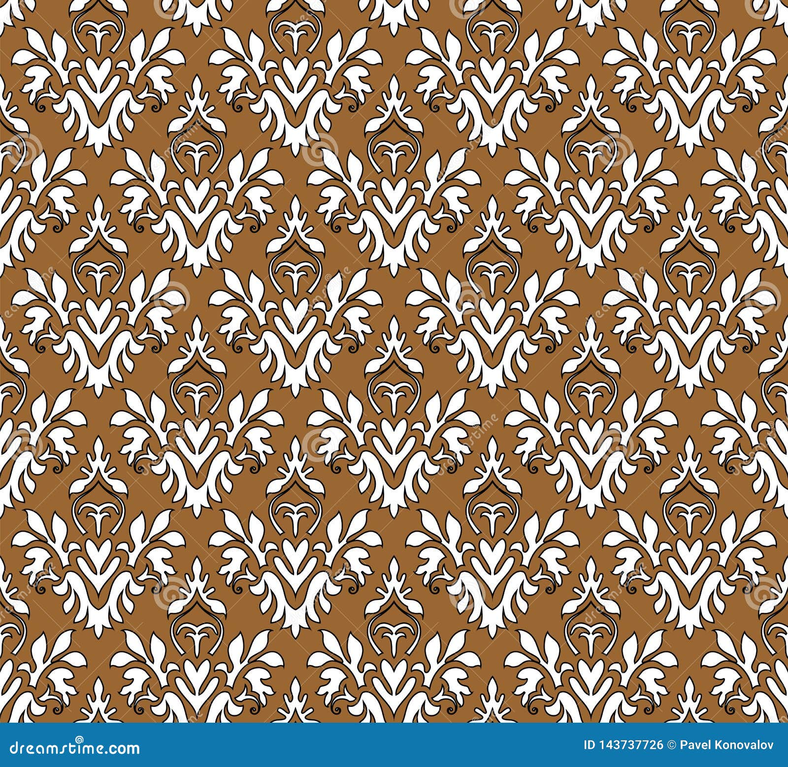 Damask Seamless Outline Pattern Stock Vector Illustration of backdrop