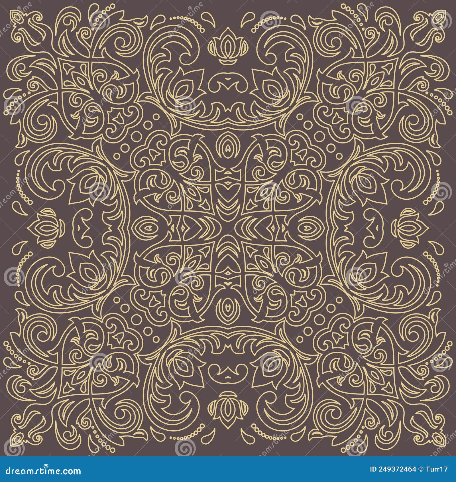 Damask Vector Background with Arabesques in Oriental Style Stock ...