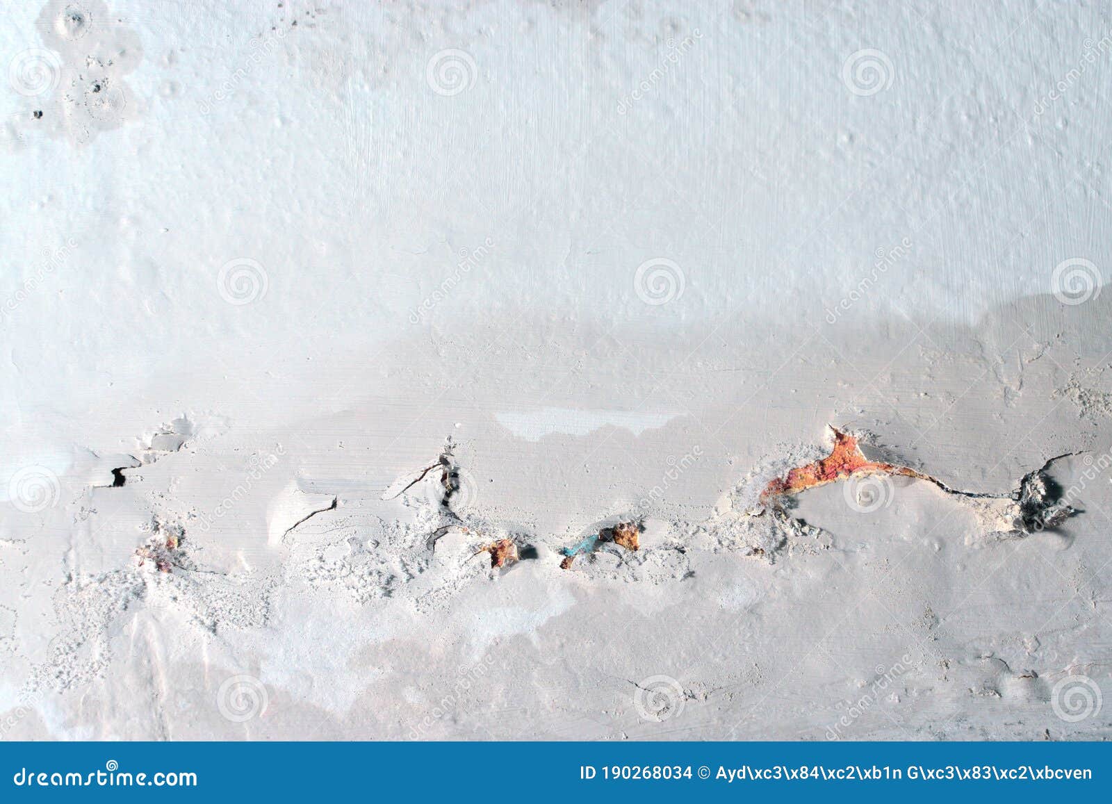 Peeling Paint, Indicating Damp on the Bathroom Wall. Water Leaks Stock