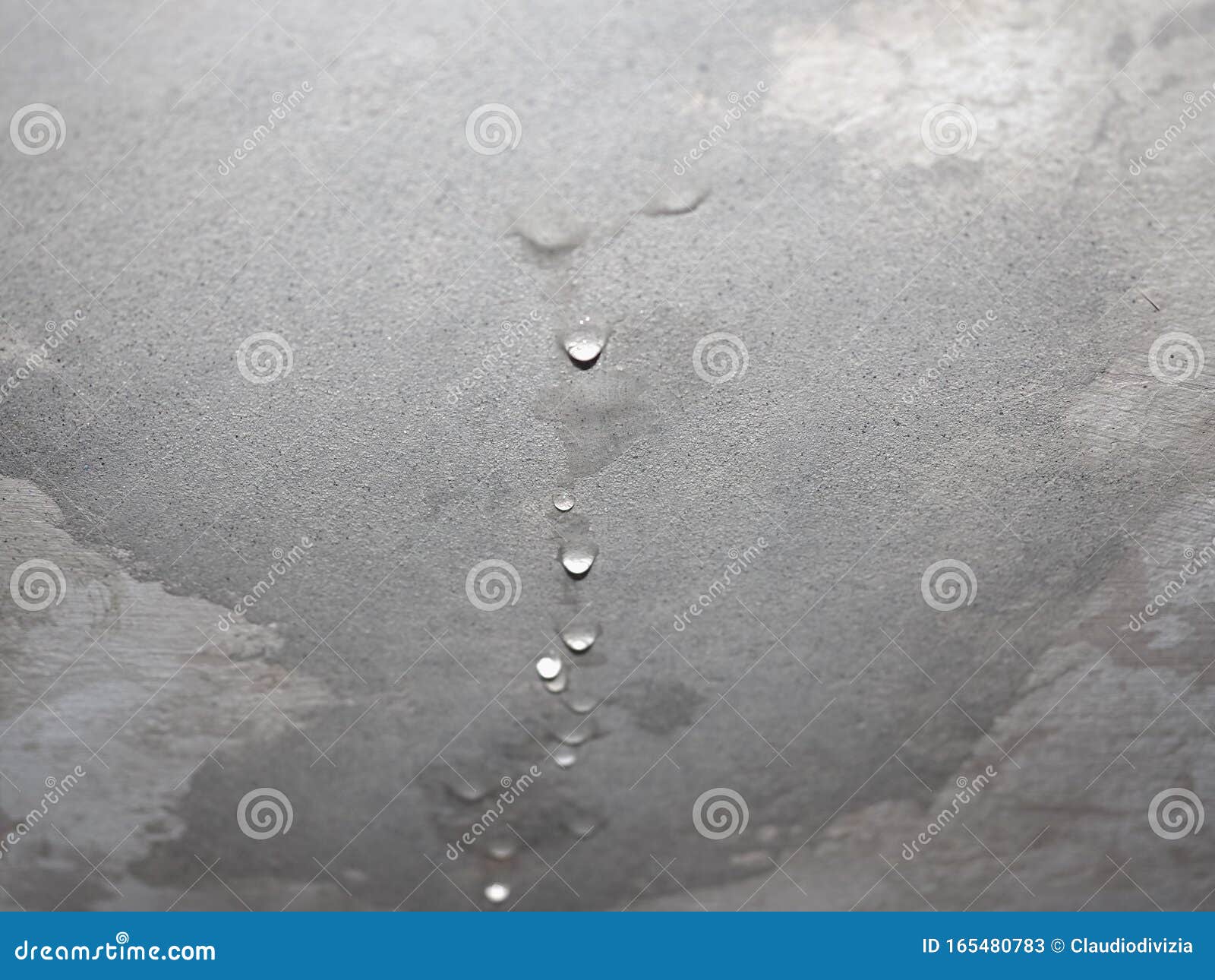 Dampness Moisture on Ceiling with Drops of Water Infiltration Stock