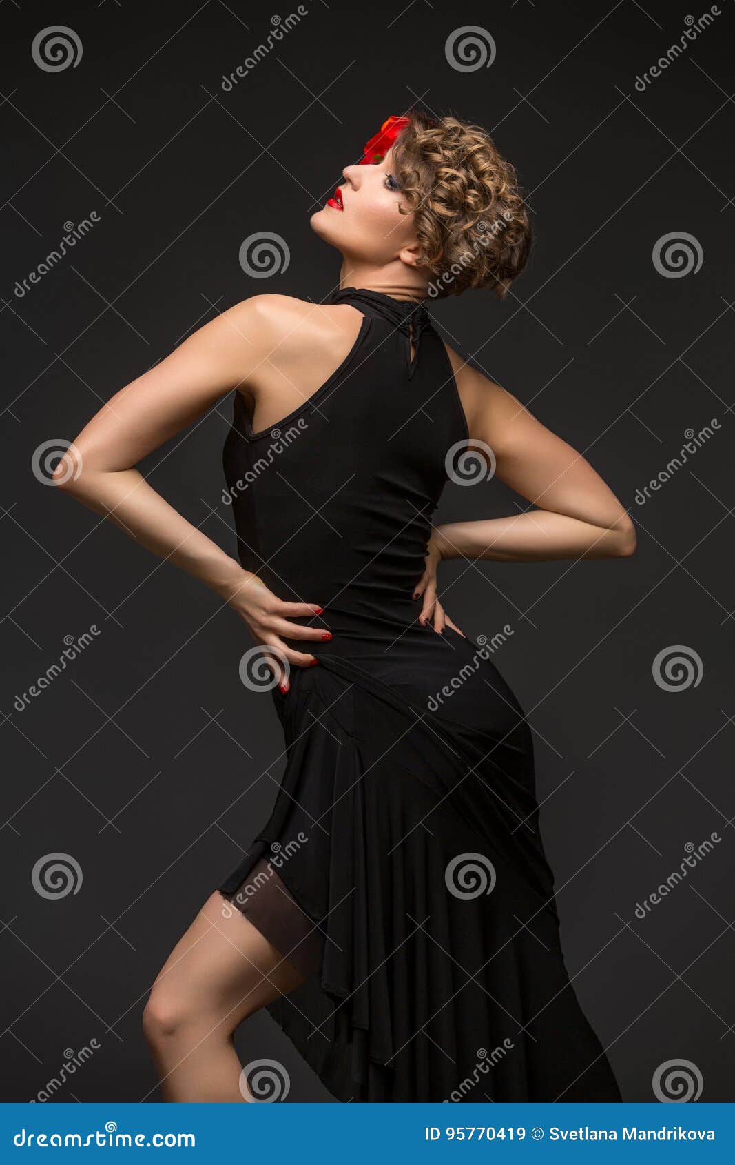 vestido de tango preto