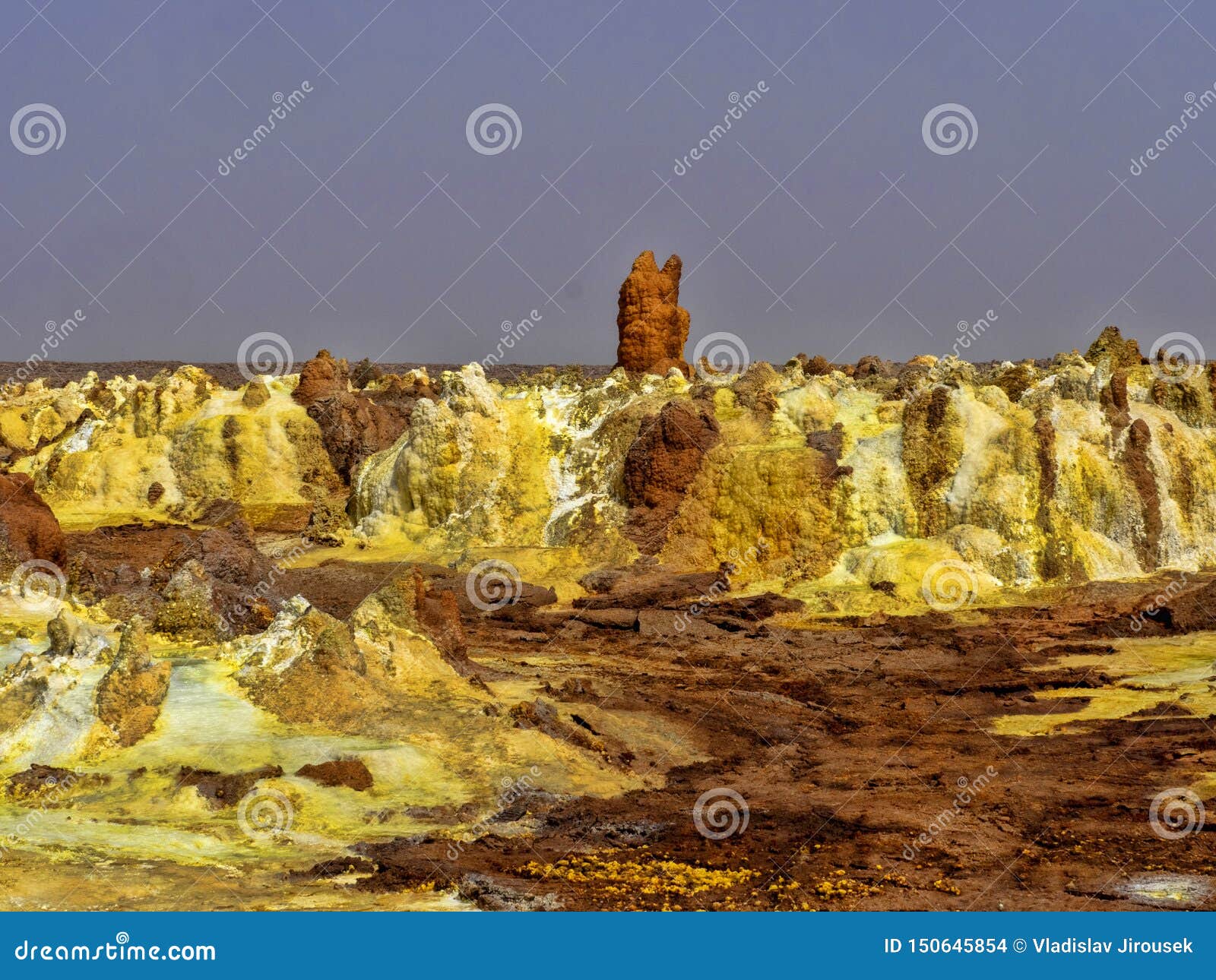 The Danakilian Depression of Various Fumaroles, Steam Emerges and Water