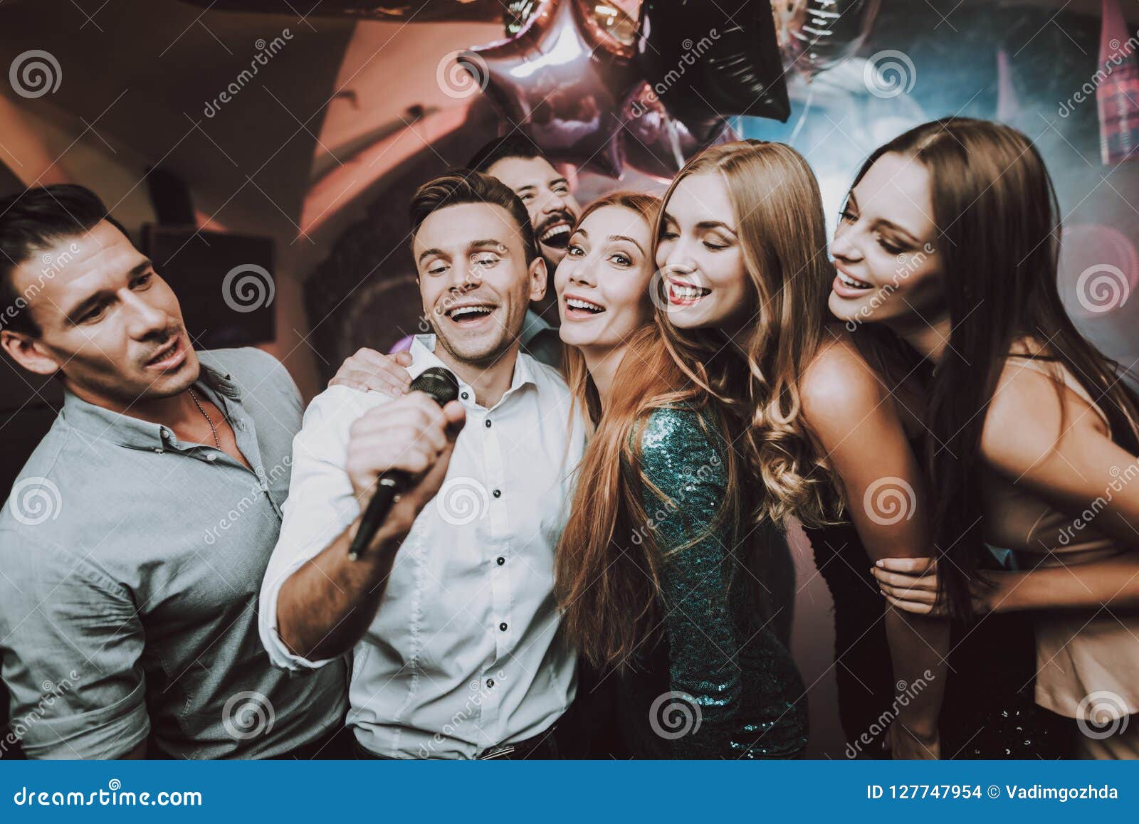 Dance Club. Young People. Singing Friends. Bar. Stock Photo - Image of  friend, girls: 127747954