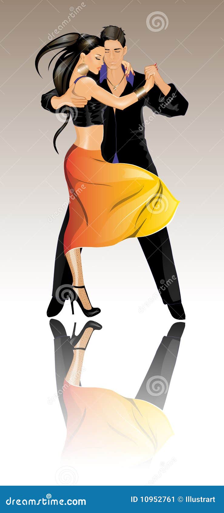 Isolated cute couple dancer characters dancing to salsa music