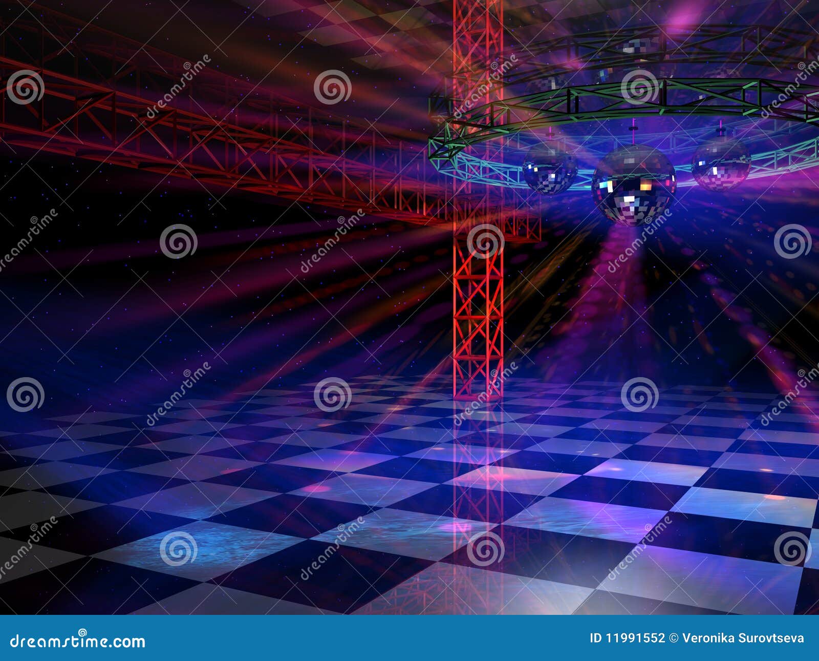 Dance Floor. Night Disco Parties. Retro Vintage Neon Grid Dance Floor