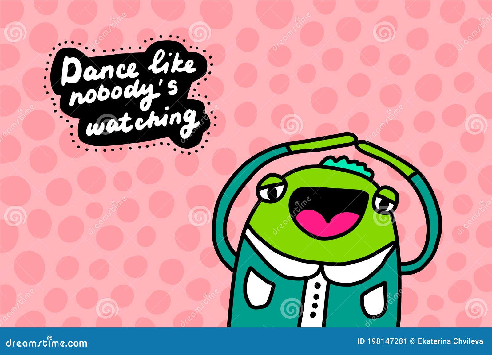 dance line nobody watching hand drawn   in cartoon doodle style forg cheerful happy