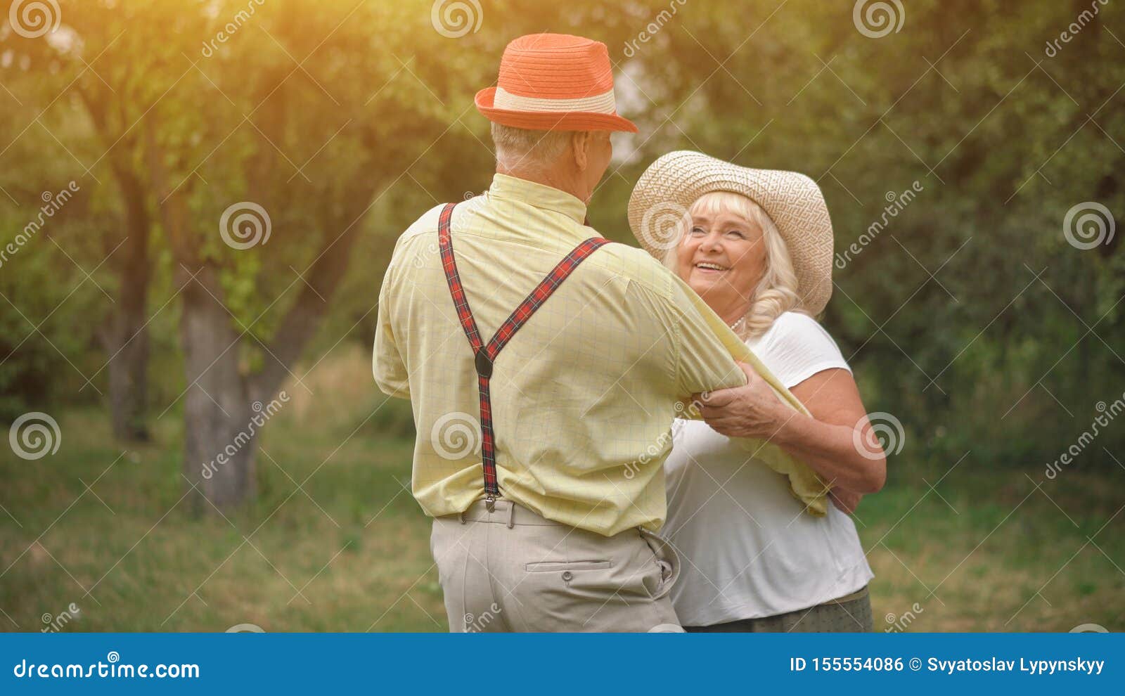 The Dance of the Old Couple in the Summer Garden2 Stock Photo - Image ...