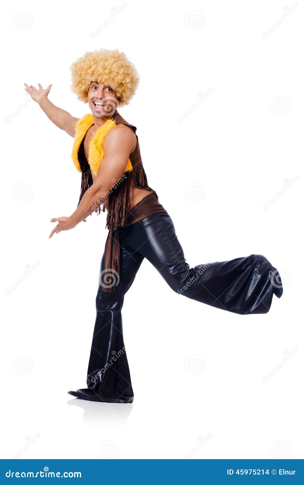 Dancer in Afro Wig Dancing Isolated Stock Photo Image of dance