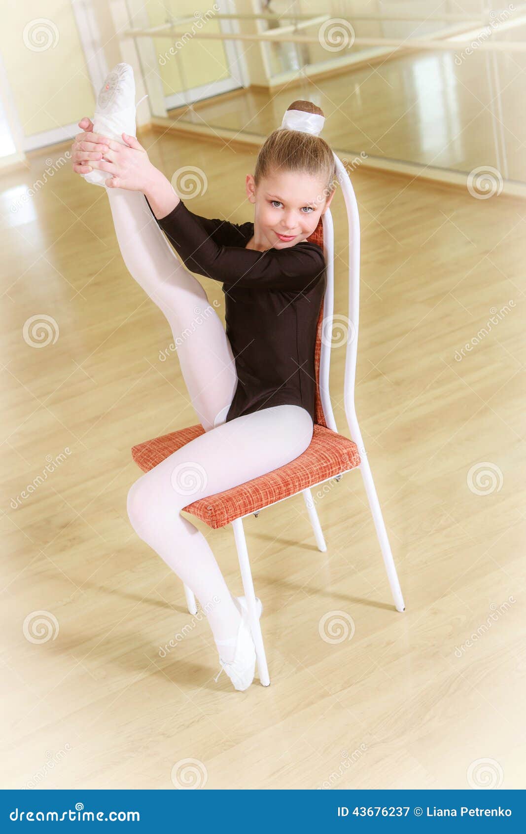 Dancer on a Chair with Dancing School Stock Image Image of indoors