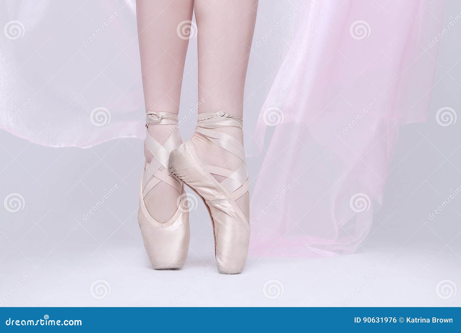 Dancer in Pink Pointe Shoes Using Proper Technique Stock Photo Image