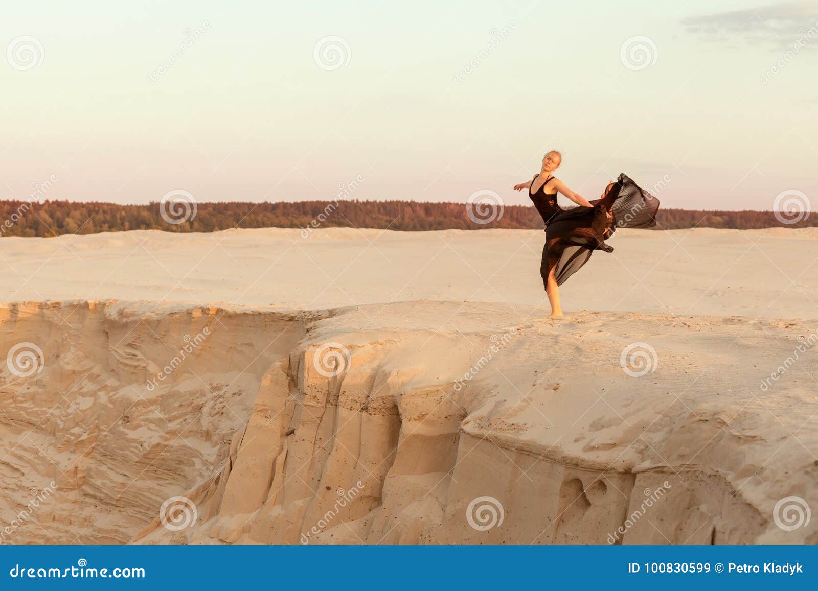 Dancer in the sand. stock image. Image of flitter, horizon 100830599
