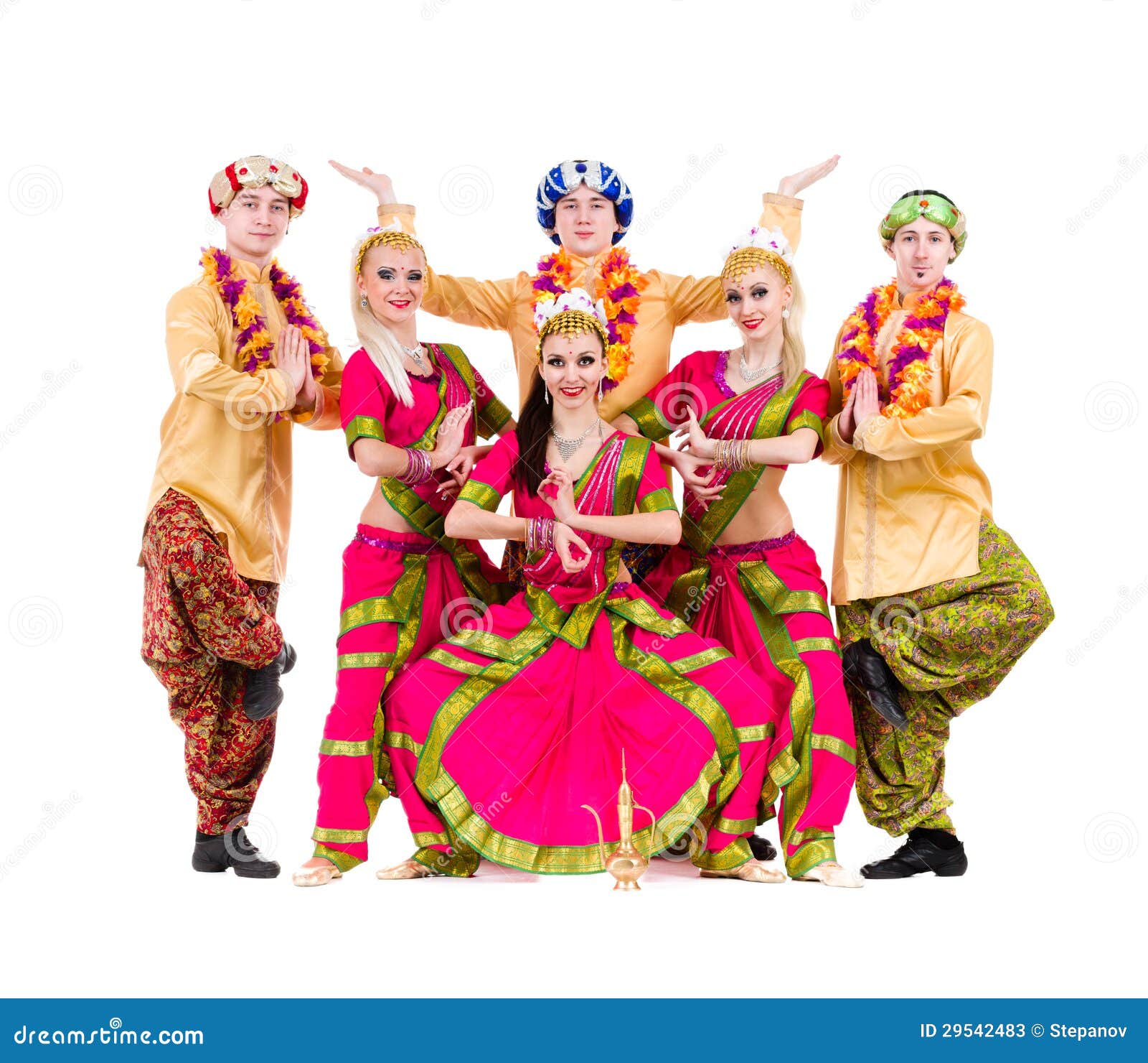 Dancers Dressed in Indian Costumes Posing Stock Image Image of