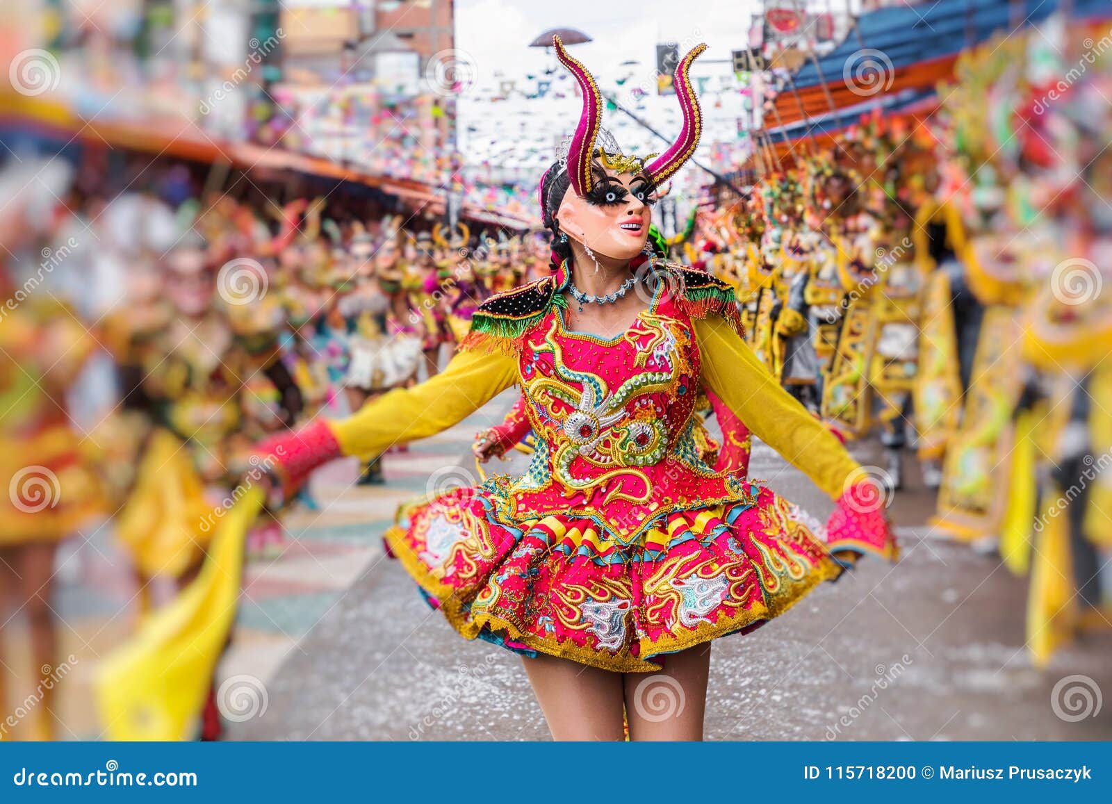 dancers at oruro carnival in bolivia, declared unesco cultural w