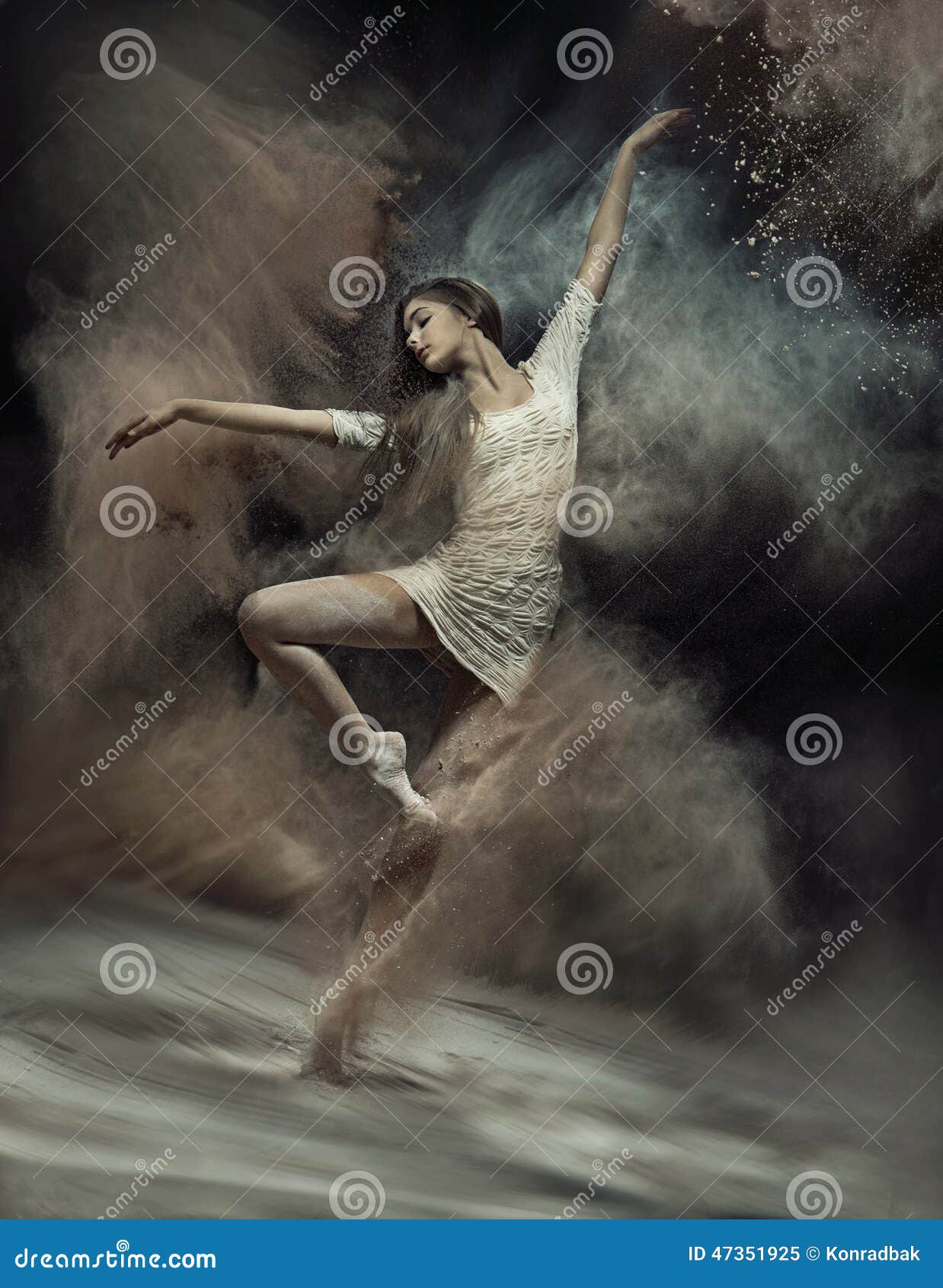 Dancing Ballet Dancer With Dust In The Background Stock 