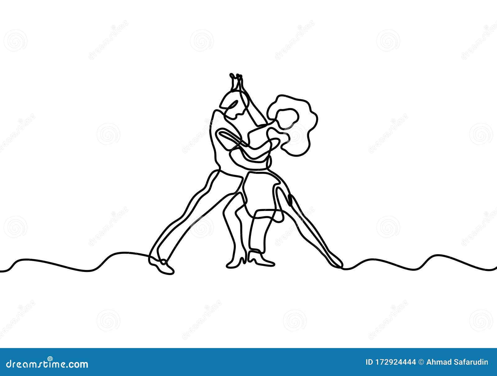 Dancing Couple One Line Drawing Vector Man And Woman In Love Doing