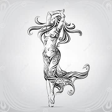 Dancing Girl in the Ornament . Vector Illustration Stock Vector ...