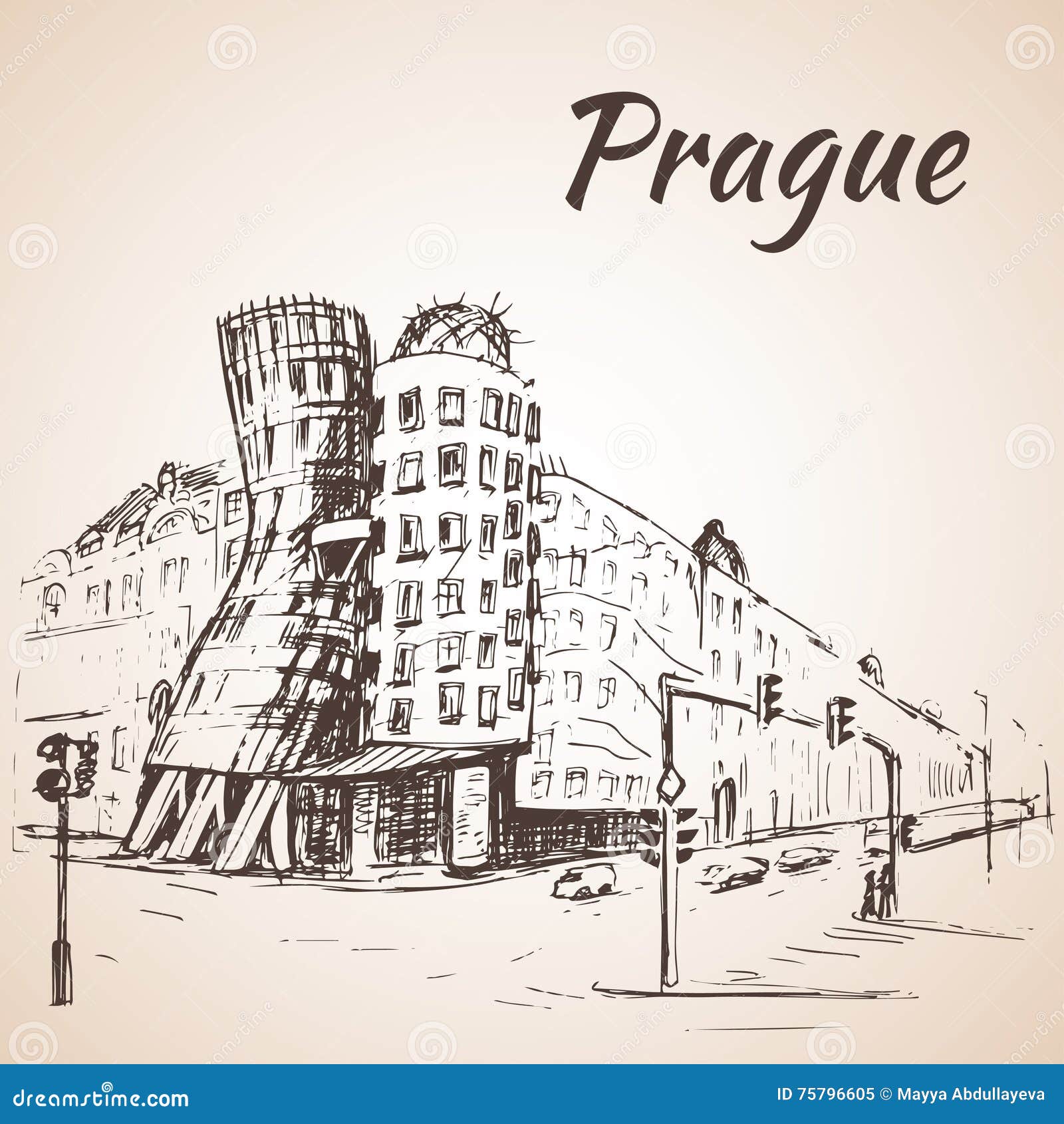 dancing house prague czech republic white background 75796605