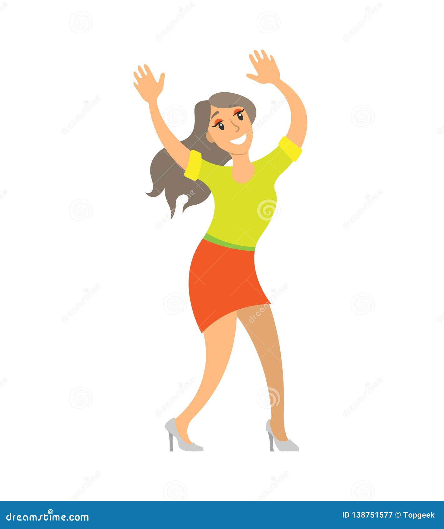 Dancing Lady Woman Shaking Body on Music Isolated Stock Vector ...