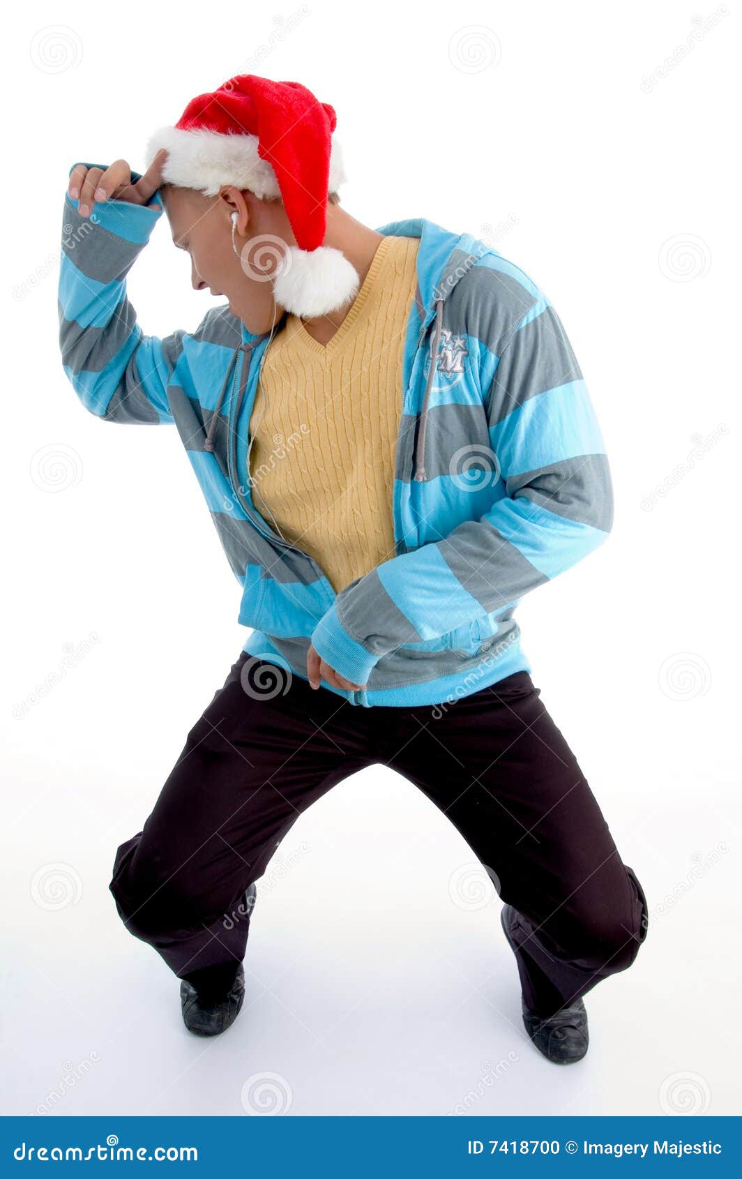 Dancing Male with Christmas Hat Stock Photo - Image of 25yearsold ...