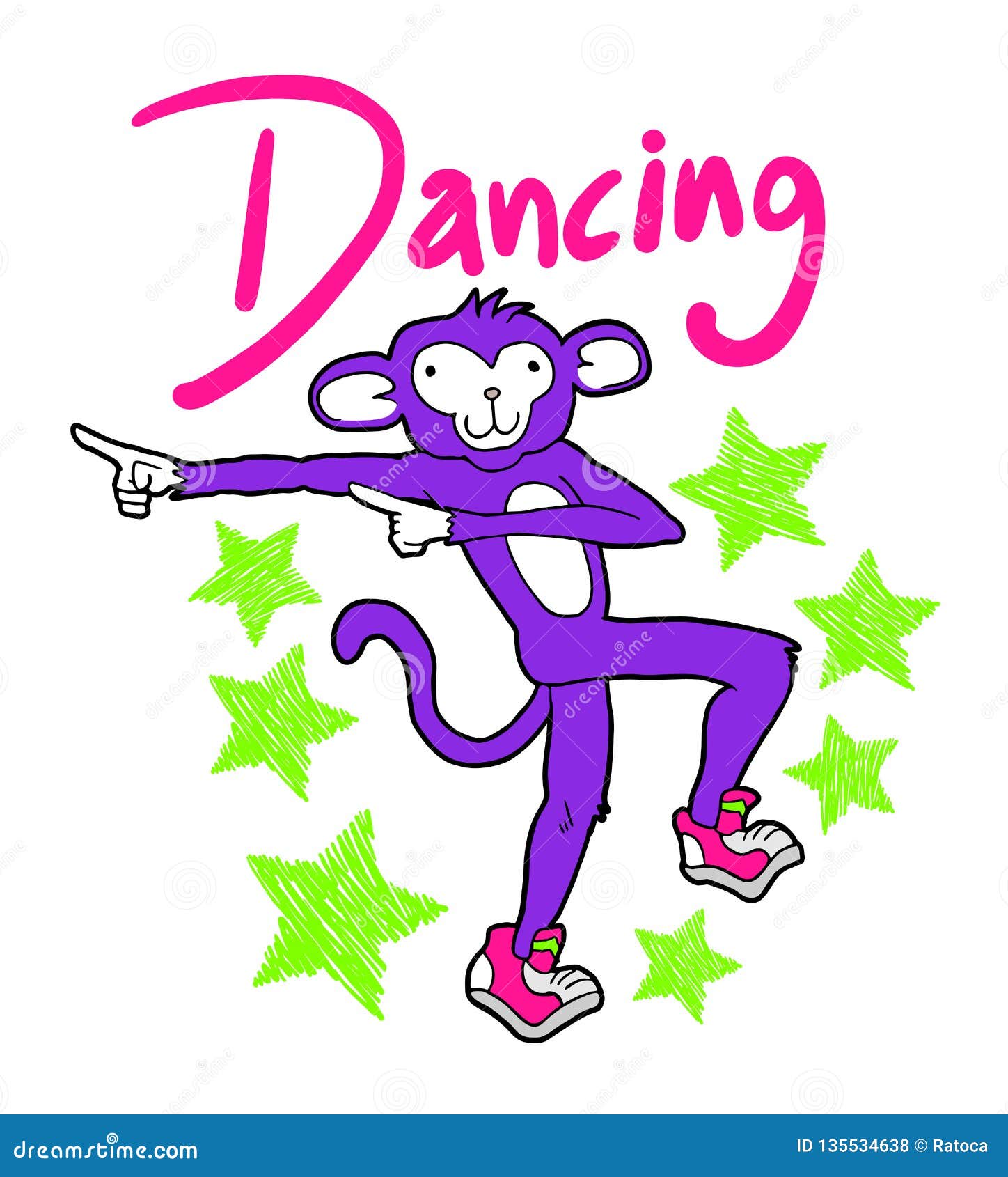 Dancing Monkey Illustration Stock Vector Illustration Of Funny